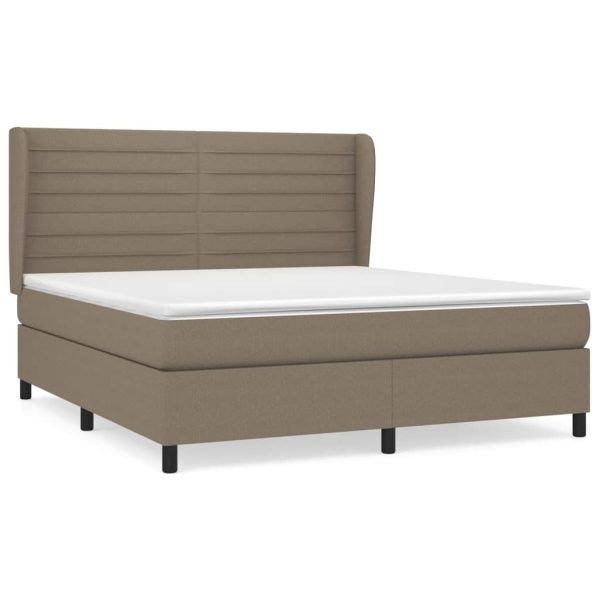 Pat continental cu saltea, gri taupe, 180×200 cm, textil