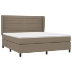 Pat continental cu saltea, gri taupe, 180×200 cm, textil