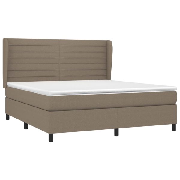 Pat continental cu saltea, gri taupe, 180×200 cm, textil