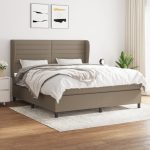 Pat continental cu saltea, gri taupe, 180×200 cm, textil