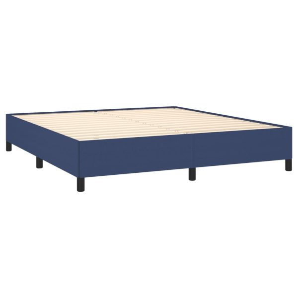 Pat box spring cu saltea, albastru, 180×200 cm, material textil