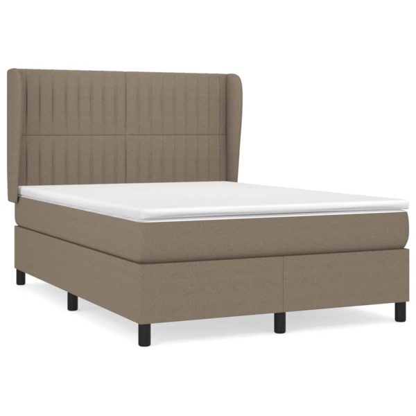 Pat continental cu saltea gri taupe 140×200 cm material textil