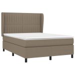 Pat continental cu saltea gri taupe 140×200 cm material textil