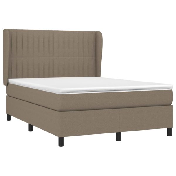 Pat continental cu saltea gri taupe 140×200 cm material textil