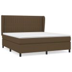 Pat box spring cu saltea, maro închis, 160×200 cm, textil