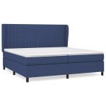 Pat box spring cu saltea, albastru, 200×200 cm, textil