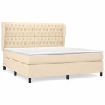 Pat continental cu saltea, crem, 180×200 cm, textil