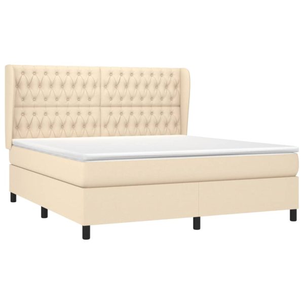 Pat continental cu saltea, crem, 180×200 cm, textil