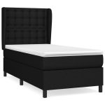 Pat box spring cu saltea, negru, 80×200 cm, textil