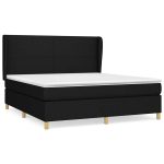 Pat box spring cu saltea, negru, 160×200 cm, textil