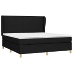 Pat box spring cu saltea, negru, 160×200 cm, textil
