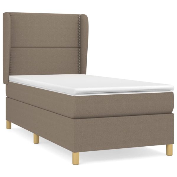 Pat box spring cu saltea, gri taupe, 100×200 cm, textil