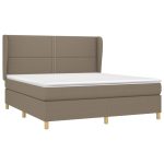 Pat continental cu saltea, gri taupe, 180×200 cm, textil