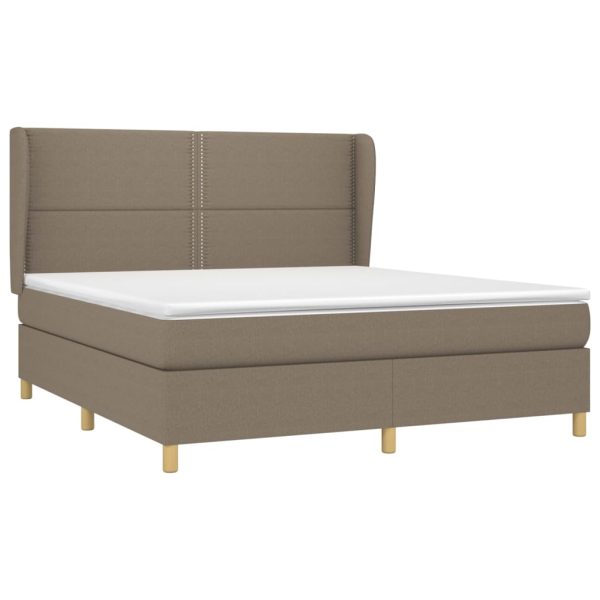 Pat continental cu saltea, gri taupe, 180×200 cm, textil
