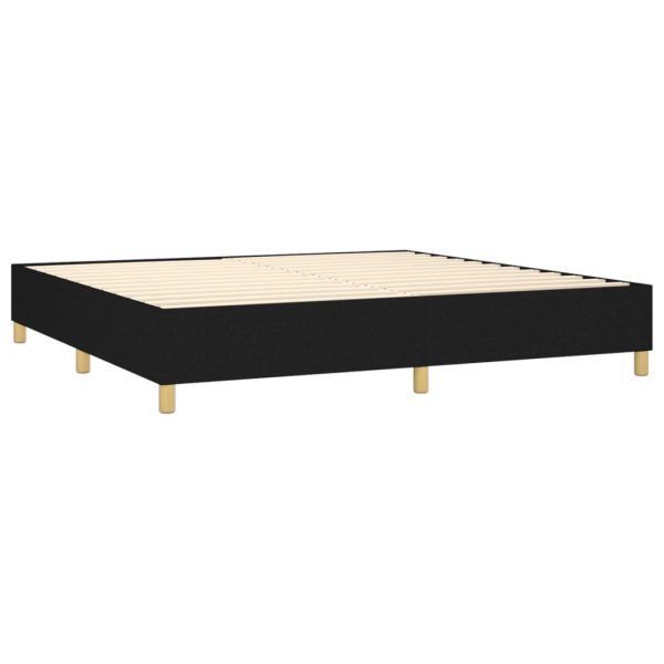Pat box spring cu saltea, negru, 200×200 cm, textil