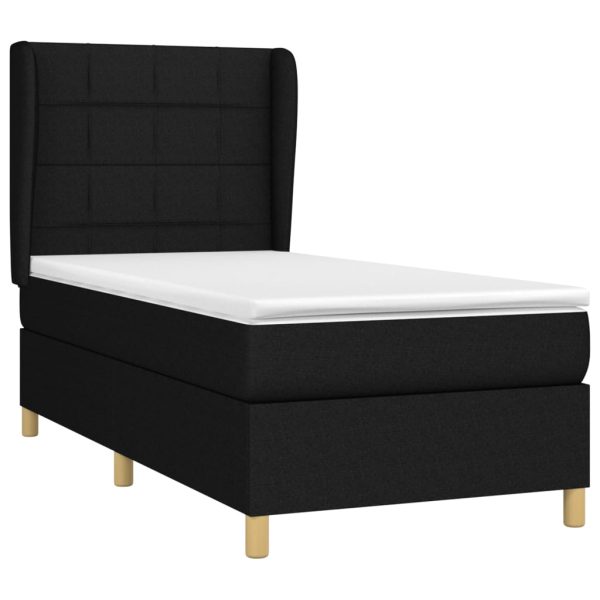 Pat box spring cu saltea, negru, 100×200 cm, textil