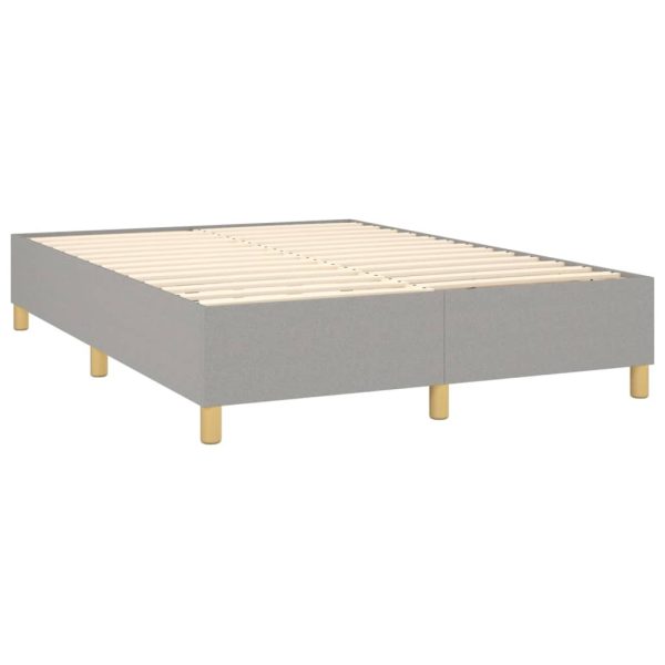 Pat box spring cu saltea, gri deschis, 140×190 cm, textil