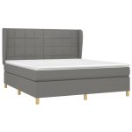 Pat continental cu saltea, gri închis, 160×200 cm, țesătură