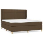 Pat box spring cu saltea, maro închis, 160×200 cm, textil