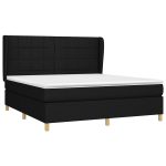 Pat box spring cu saltea, negru, 180×200 cm, catifea