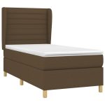 Pat box spring cu saltea, maro închis, 80×200 cm, textil