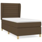 Pat box spring cu saltea, maro închis, 90×200 cm, textil