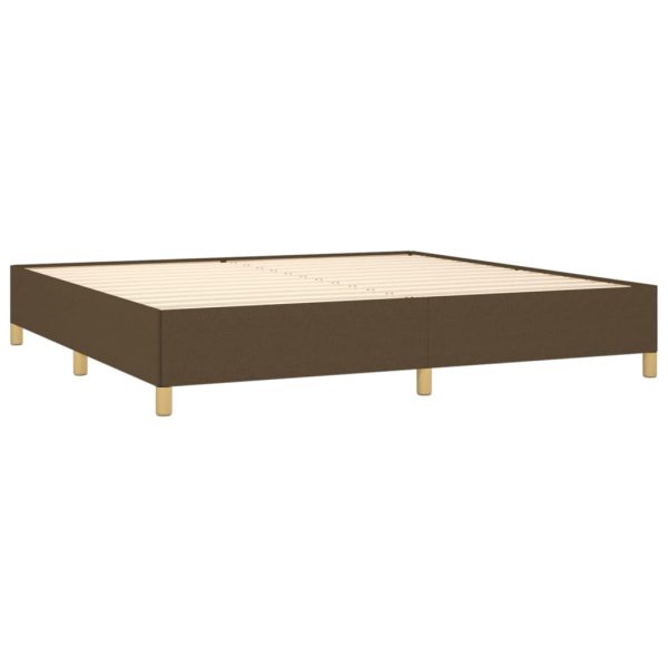 Pat box spring cu saltea, maro închis, 200×200 cm, textil