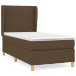 Pat box spring cu saltea, maro închis, 100×200 cm, textil