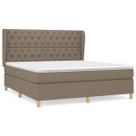 Pat box spring cu saltea, gri taupe, 160×200 cm material textil