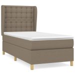 Pat box spring cu saltea, gri taupe, 100×200 cm, textil