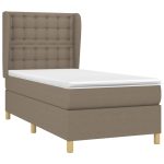 Pat box spring cu saltea, gri taupe, 100×200 cm, textil
