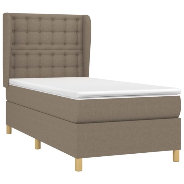 Pat box spring cu saltea, gri taupe, 100×200 cm, textil