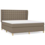 Pat continental cu saltea, gri taupe, 180×200 cm, textil