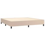 Pat continental cu saltea, cappuccino, 200×200 cm, piele eco