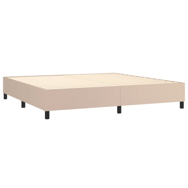 Pat continental cu saltea, cappuccino, 200×200 cm, piele eco