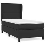 Pat box spring cu saltea, negru, 90×190 cm, piele ecologică