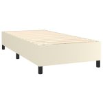 Pat box spring cu saltea, crem, 100×200 cm, piele ecologică