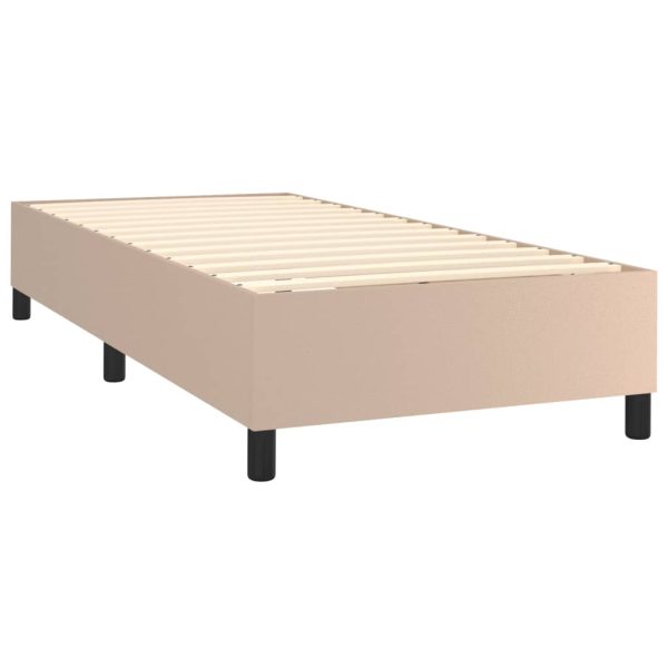 Pat box spring cu saltea, cappuccino, 100x200cm piele ecologică