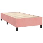 Pat box spring cu saltea, roz, 90×190 cm, catifea