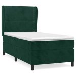 Pat box spring cu saltea, verde închis, 90×200 cm, catifea