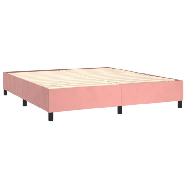 Pat box spring cu saltea, roz, 180×200 cm, catifea
