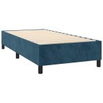 Pat box spring cu saltea, albastru închis, 90×200 cm, catifea