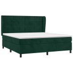 Pat box spring cu saltea, verde închis, 160×200 cm, catifea