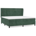 Pat box spring cu saltea, verde închis, 200×200 cm, catifea