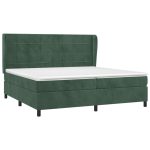 Pat box spring cu saltea, verde închis, 200×200 cm, catifea