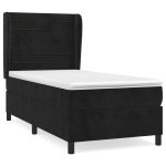 Pat box spring cu saltea, negru, 100×200 cm, catifea