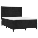 Pat box spring cu saltea, negru, 140×190 cm, catifea