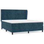 Pat box spring cu saltea, albastru închis, 160×200 cm, catifea