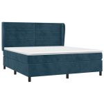 Pat box spring cu saltea, albastru închis, 160×200 cm, catifea
