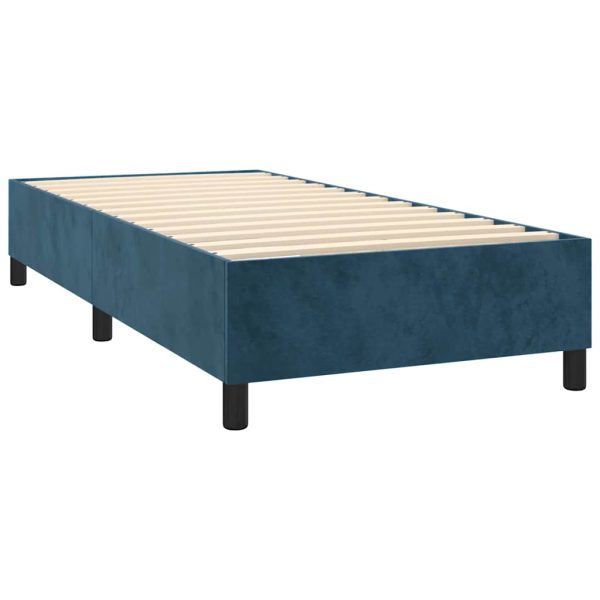 Pat box spring cu saltea, albastru închis, 100×200 cm, catifea